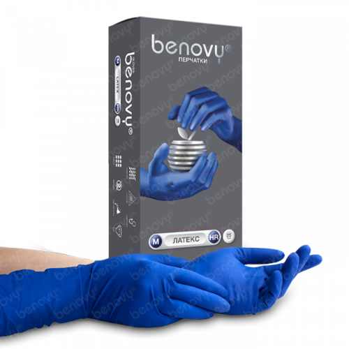 Перчатки смотровые латексные сверхпрочные BENOVY HIGH RISK